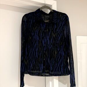 Animal print sheer blouse